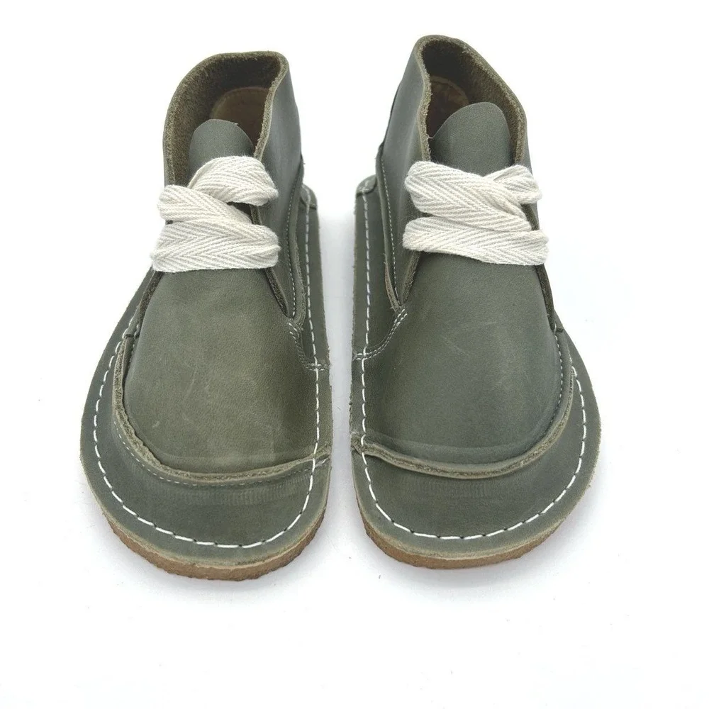 Bear Feet CBT Olive Leather Kid's Chukka Boots Made in USA Size 9 DS