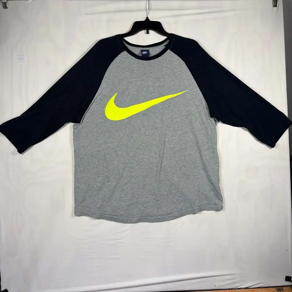 Nike Club Three-Quarter Raglan T-Shirt Gray Black Volt XXL
