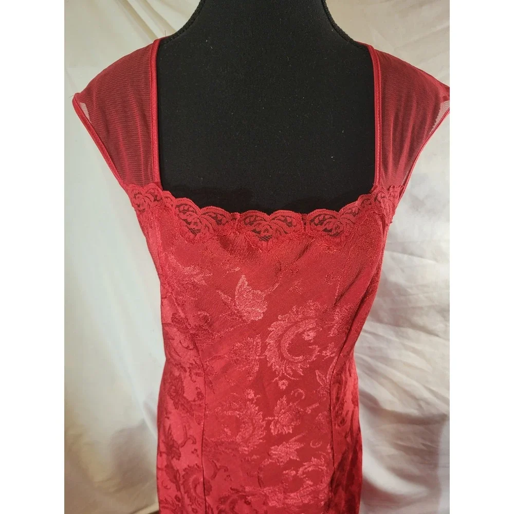 Vtg Victorias Secret Slip Nightgown Maxi  Gold Label Babydoll Red Old Money M
