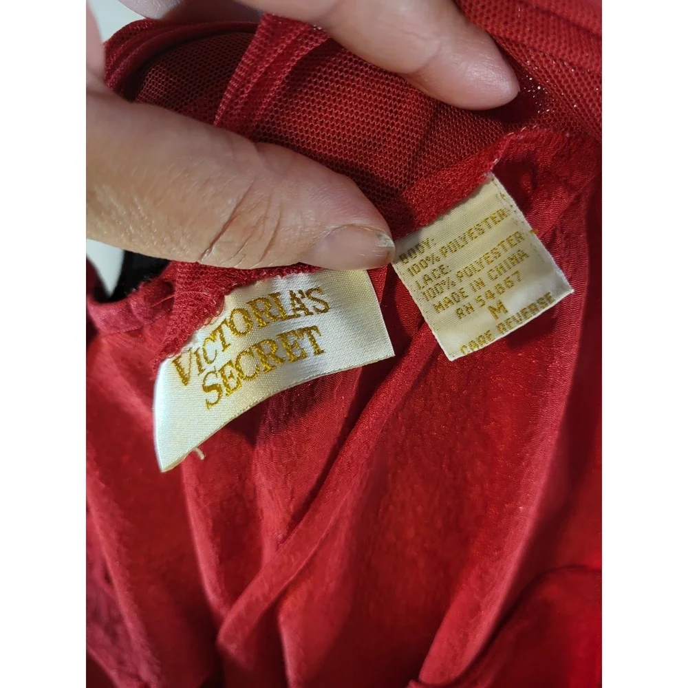 Vtg Victorias Secret Slip Nightgown Maxi  Gold Label Babydoll Red Old Money M