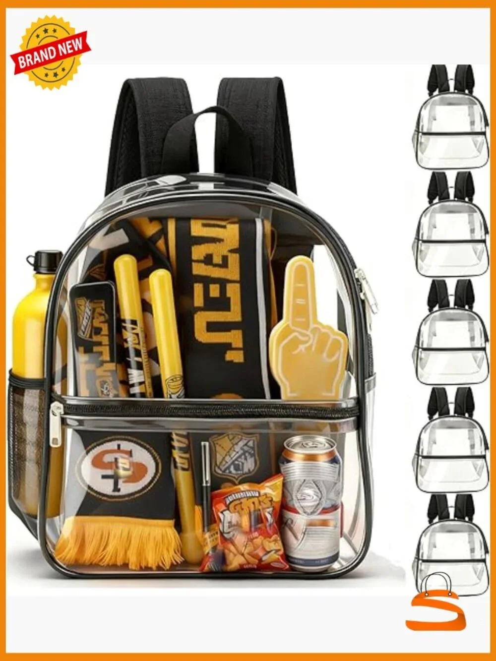 Clear Backpack for Stadium Events, 13x11x5 Concert Bag, Transparent PVC
