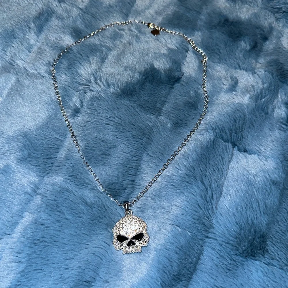 Harley Davidson crystal skull necklace