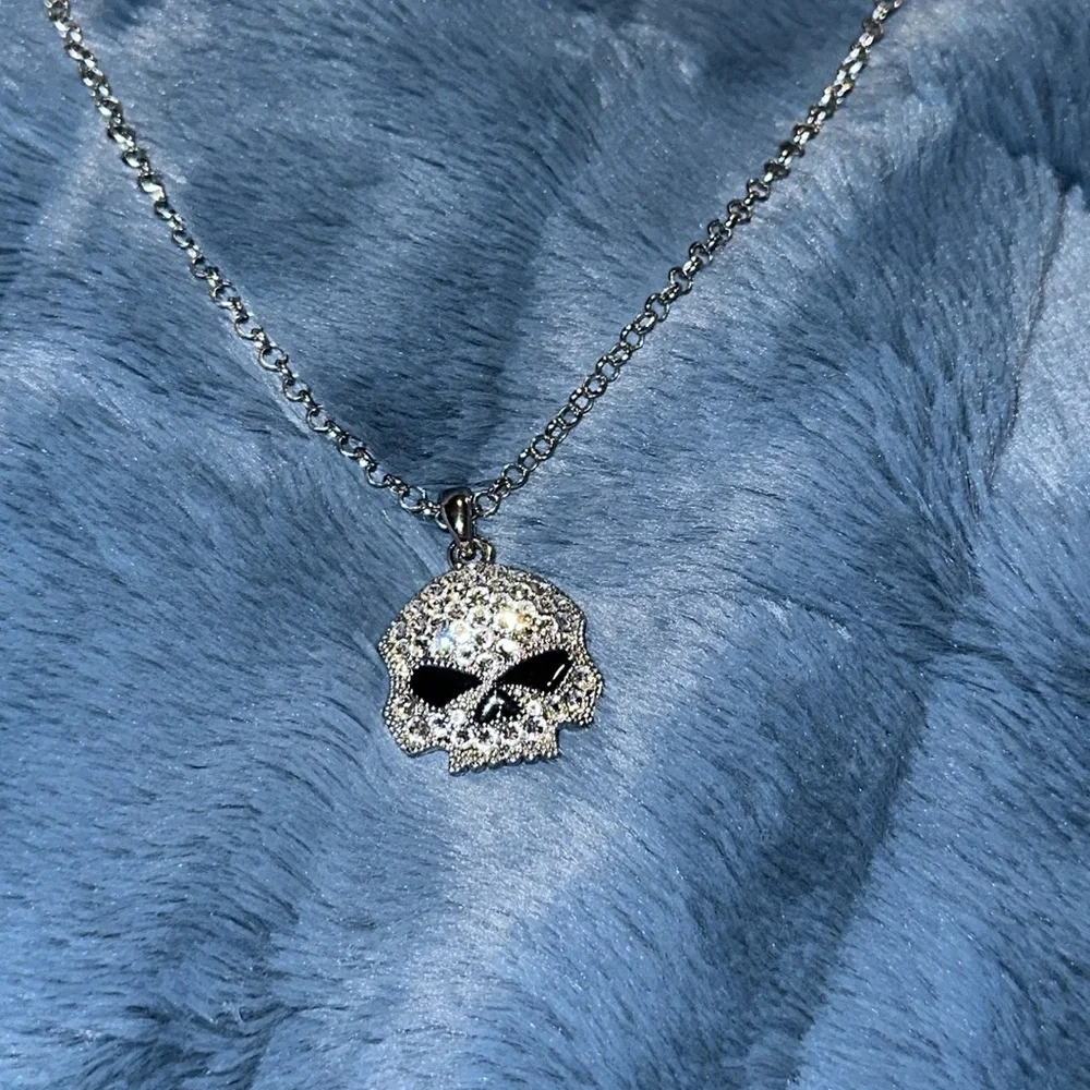 Harley Davidson crystal skull necklace