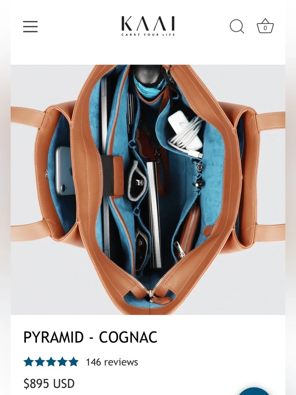 KAAI Pyramid Tote Bag - Cognac