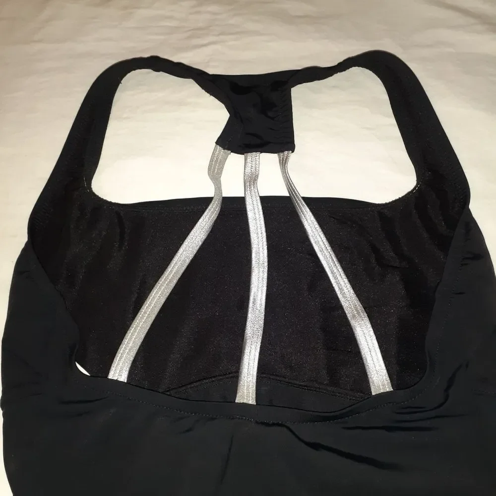 Speedo Black & Silver 1 Piece Swimsuit‎ Size 12