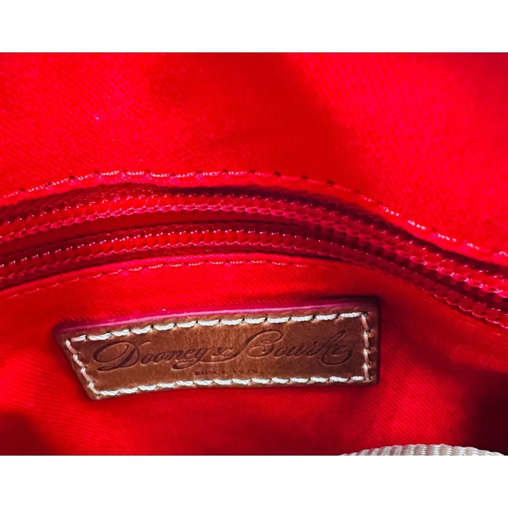 Dooney & Bourke Navy White Striped Coated Cotton Crossbody Bag‎ Leather Trim