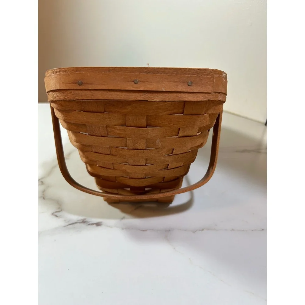 Longaberger Handwoven Slant Basket 1990 Vintage Wood Woven with Plastic‎ Liner