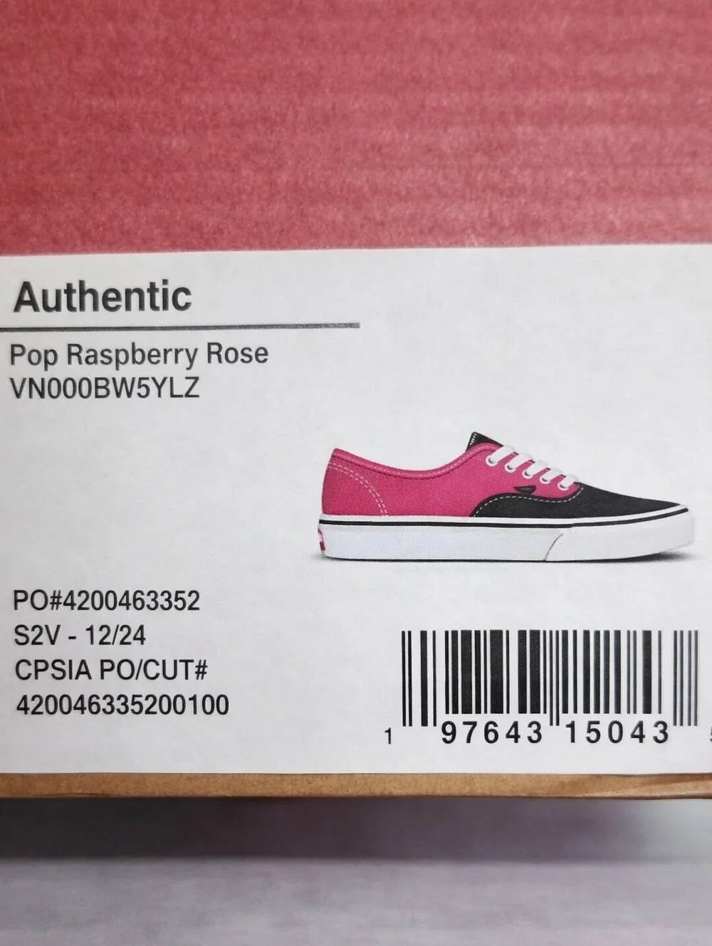 Vans Authentic Pop Raspberry RoseBlack Men's 9 Women's 10.5
