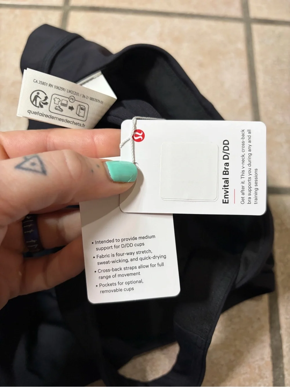 NWT Lululemon Envital Bra *D/DD (Nightfall) Size 6