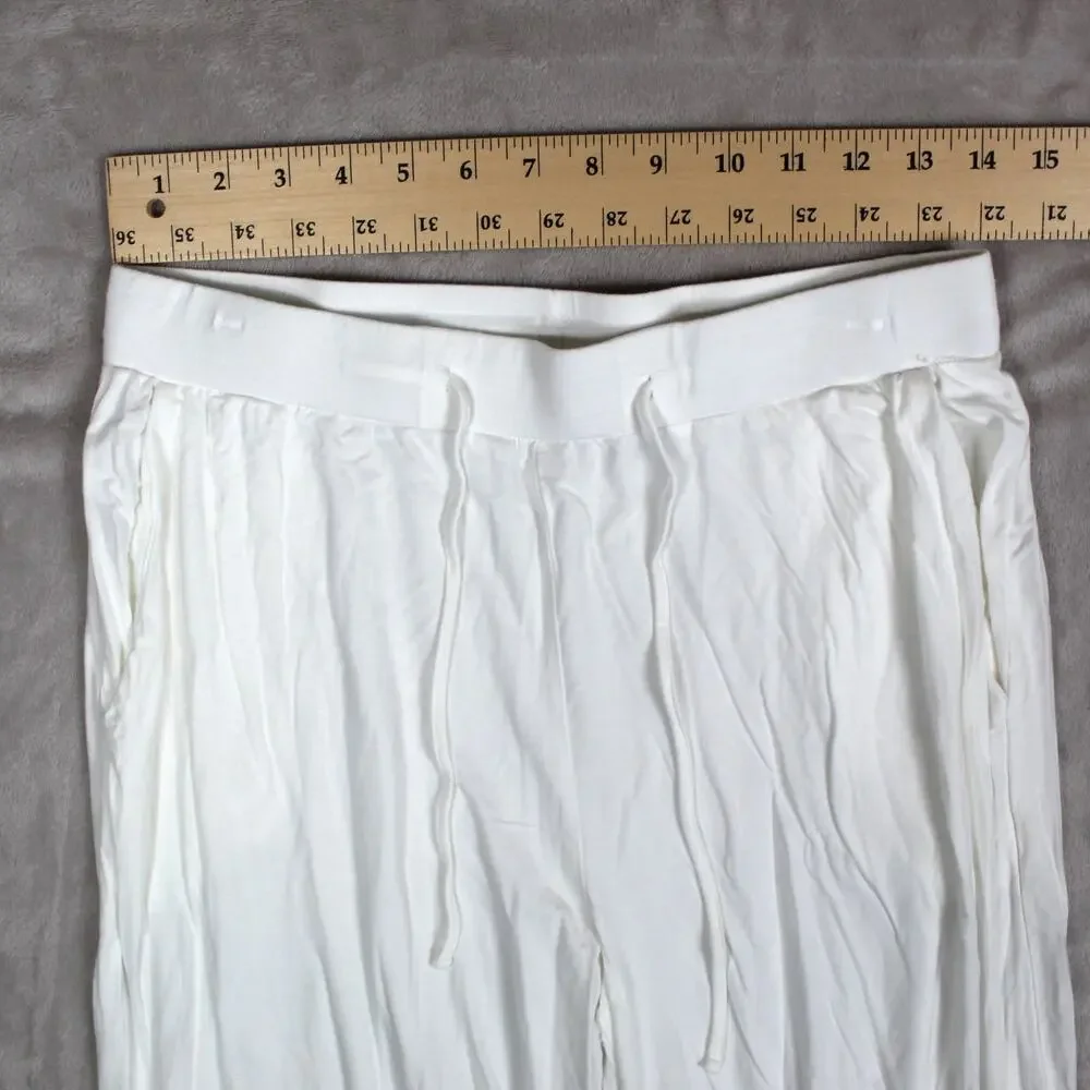 Cozy Earth Pajama Set Womens Medium White Bamboo Button Drawstring Sleepwear