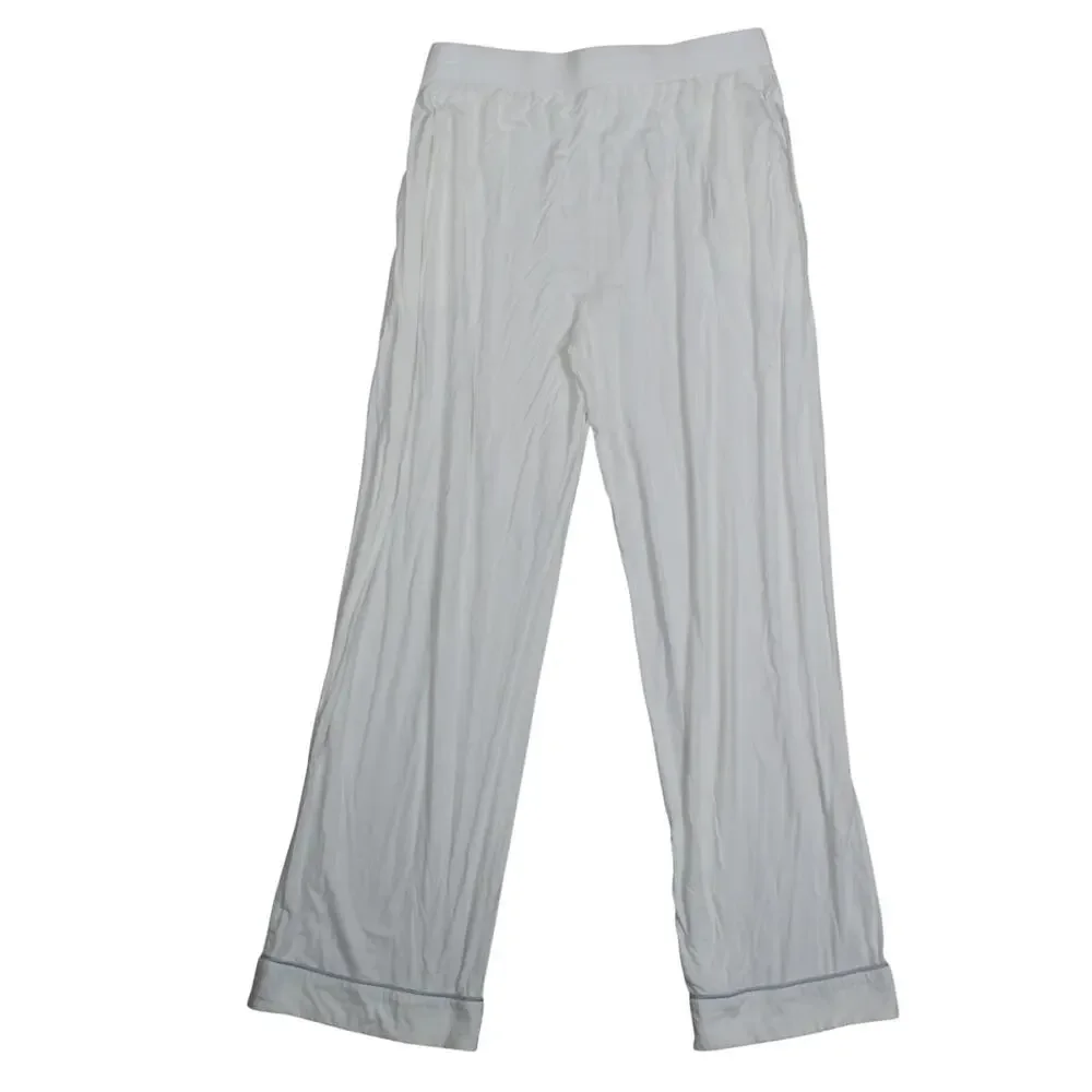 Cozy Earth Pajama Set Womens Medium White Bamboo Button Drawstring Sleepwear
