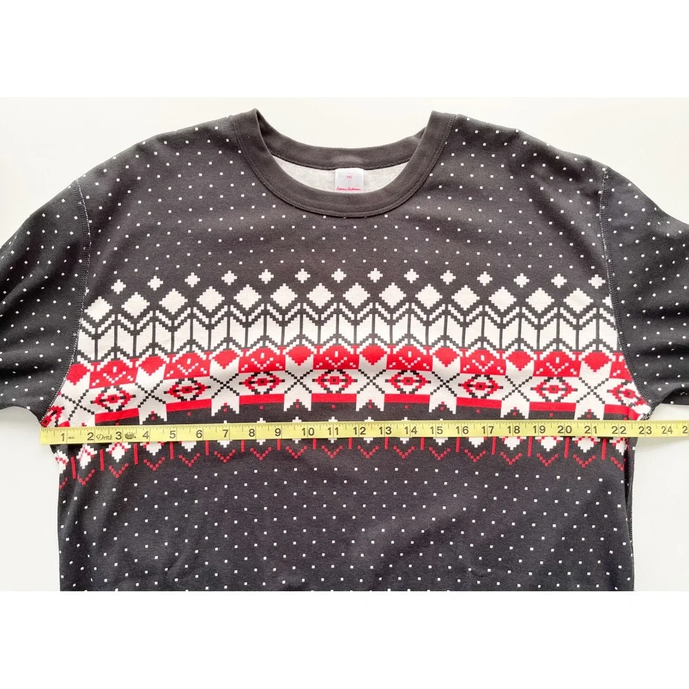 Hanna Andersson Organic‎ Fair Isle Snowflake Pajama Top Black Red Womens XXL
