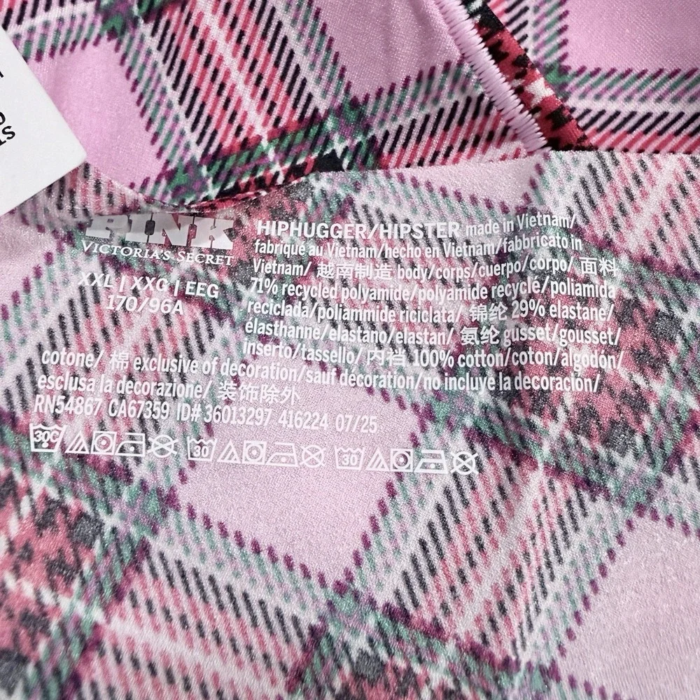 Victoria's Secret PINK No Show Cheeky Panty Womens XXL Plaid Smooth
