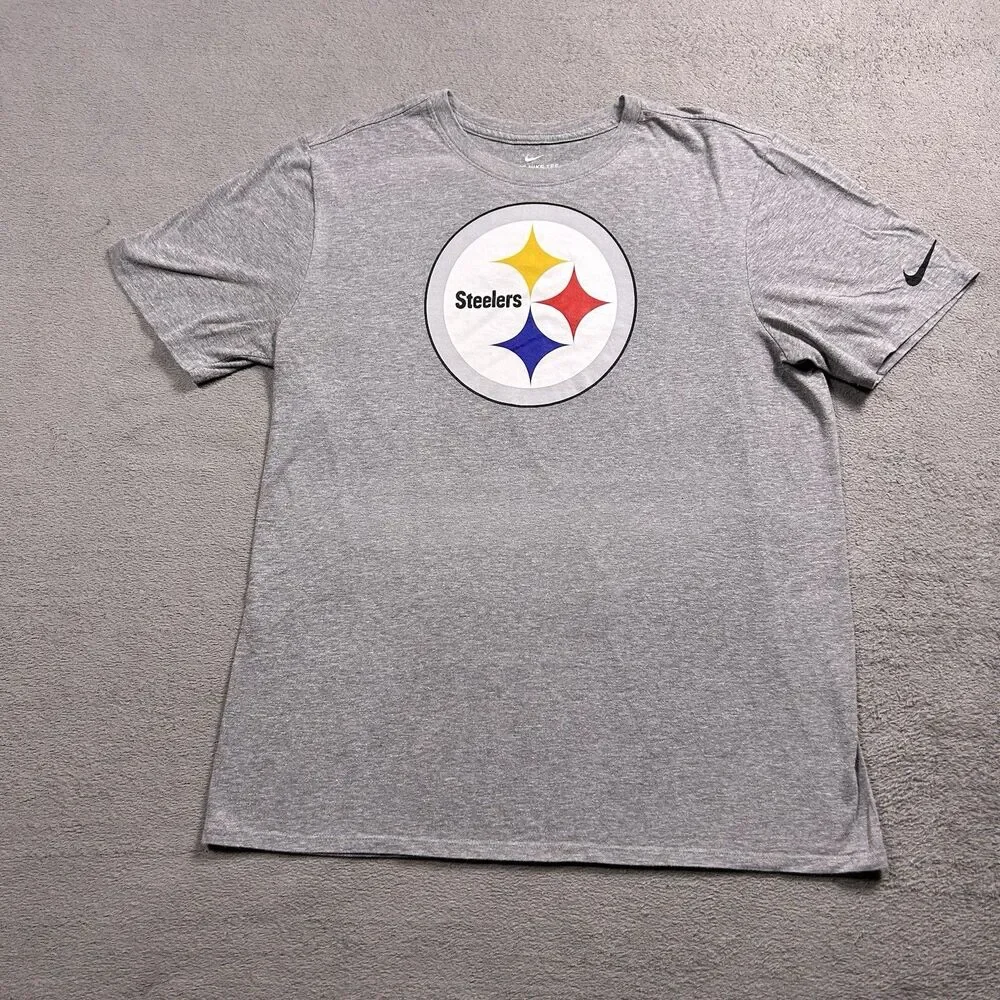 Nike T-Shirt Men's L Pittsburgh Steelers NFL Football Gray Athletic Cut