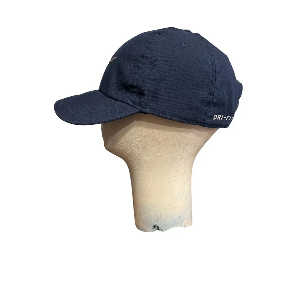 Nike Dri-FIT Navy Blue Adjustable slide Baseball Cap Gold Swoosh Hat‎  Mens