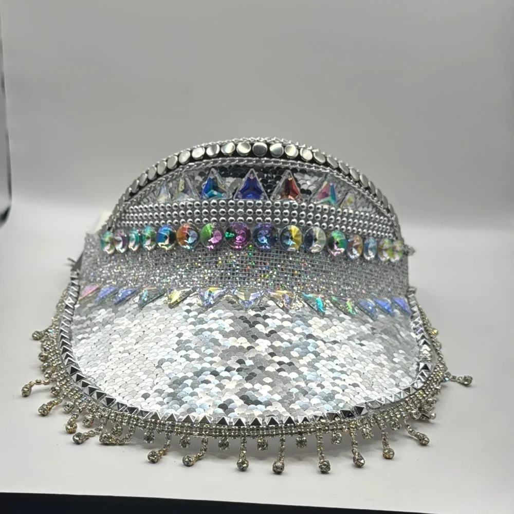Silver Embellished Women's Visor