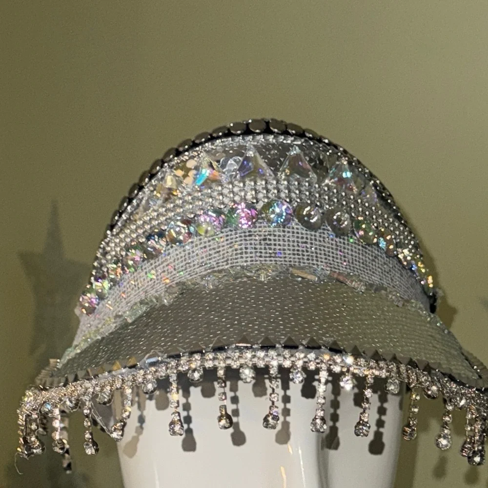 Silver Embellished Women's Visor