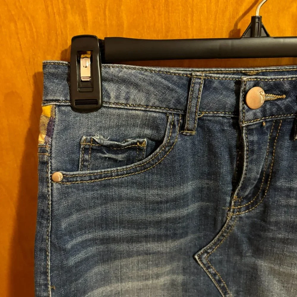 Dollhouse Denim Mini Skirt Blue Yellow Size‎ 0 W24