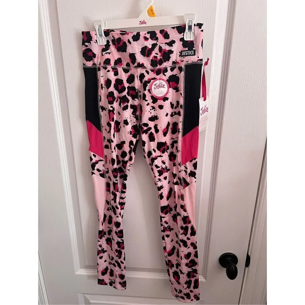New Justice girls Blocked Legging with tech pocket size Large 12/14