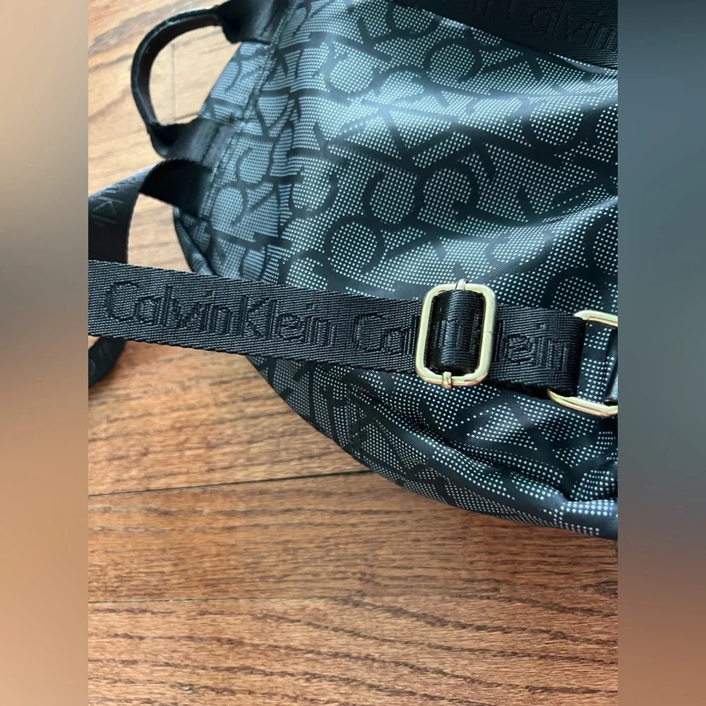 Calvin Klein Zipper CK Logo Black White & Gold‎ Hardware Lightweight Backpack
