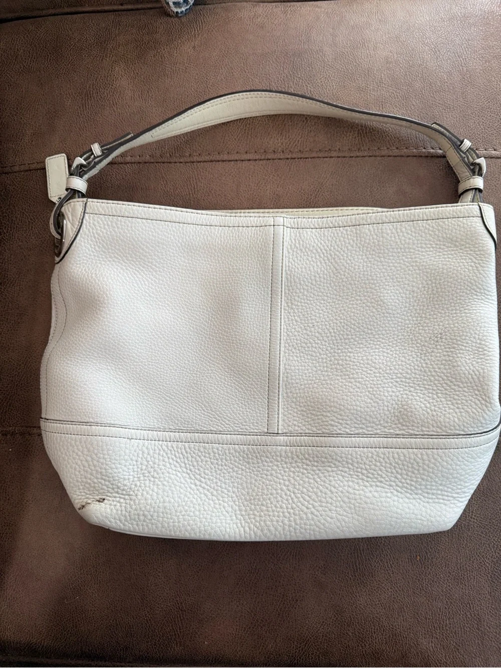 Vintage Coach 5715 White‎ Pebbled Leather Shoulder Hobo Bag Y2K 2005