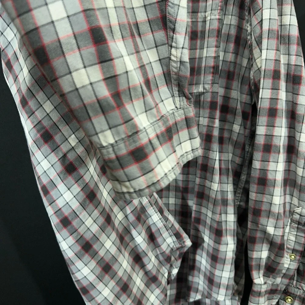 Vintage Polo Jeans Co Ralph Lauren Men's L Red Black Plaid Shirt 90s Flag Patch‎