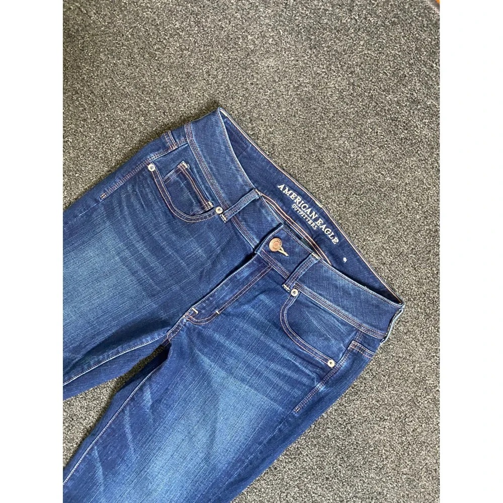 American Eagle Kick Boot‎ Blue Jeans Womens 8 Long Super Stretch Boho Preppy