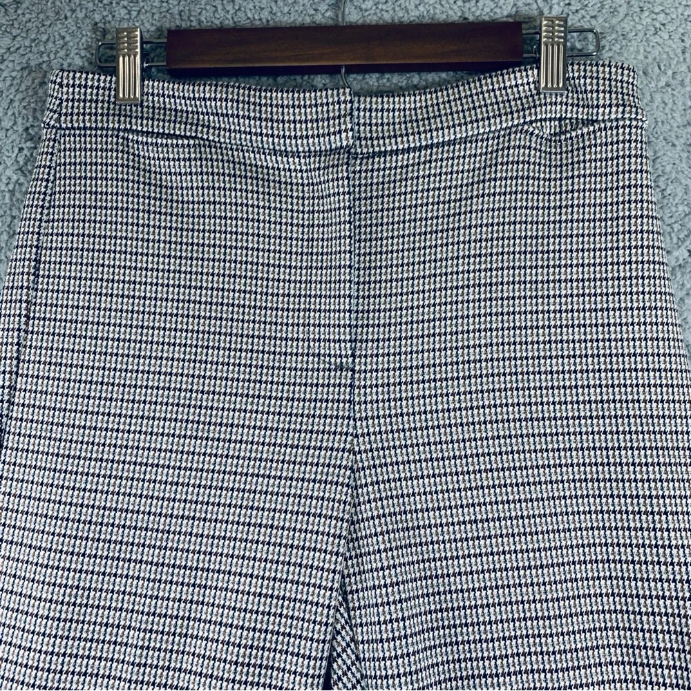 Theory Women's Zip Fly Stretch Houndstooth Cropped Pants Brown Black Gray Size 6