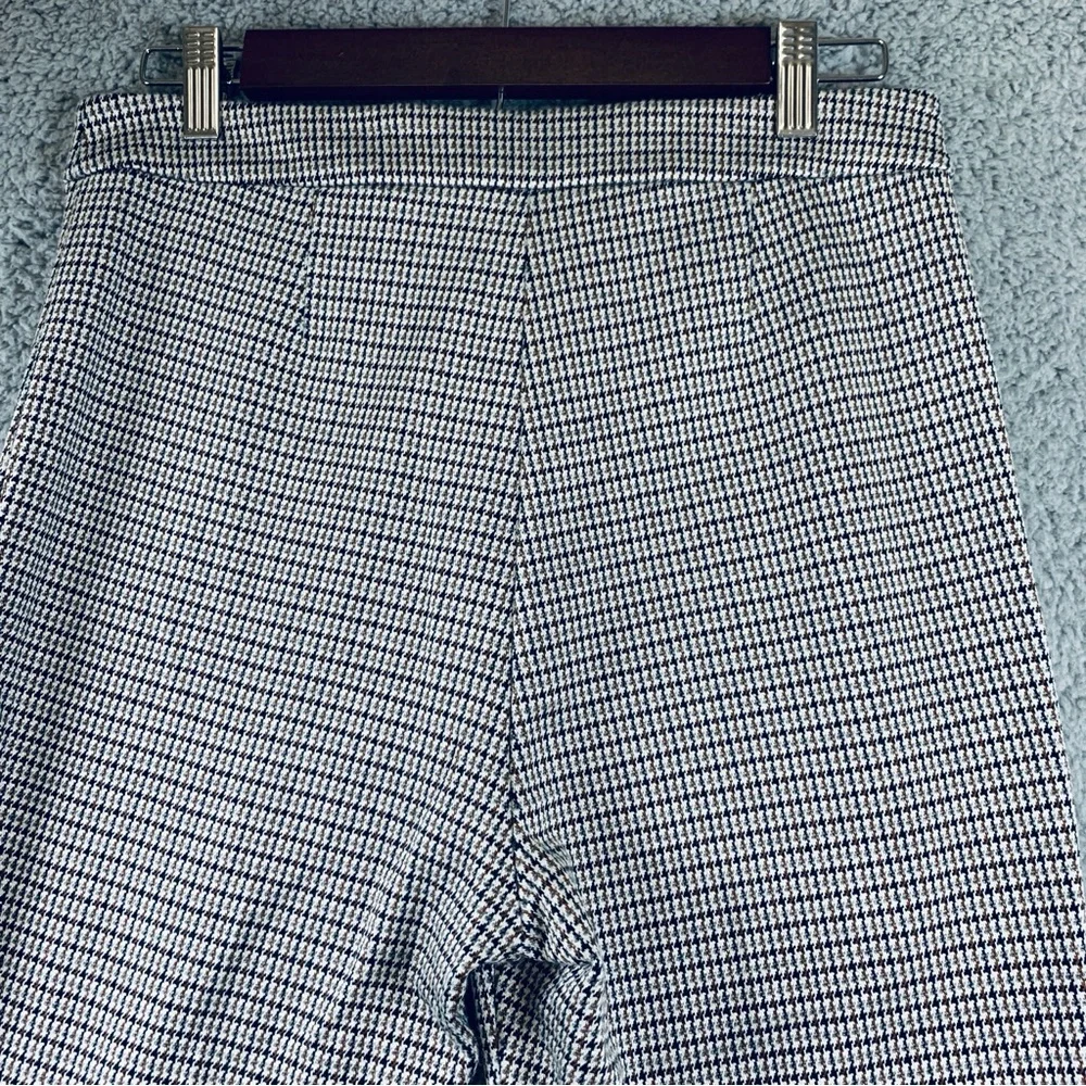 Theory Women's Zip Fly Stretch Houndstooth Cropped Pants Brown Black Gray Size 6