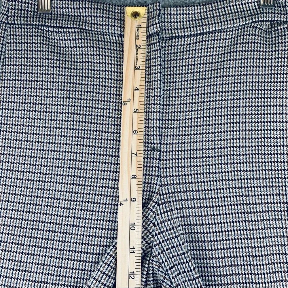 Theory Women's Zip Fly Stretch Houndstooth Cropped Pants Brown Black Gray Size 6