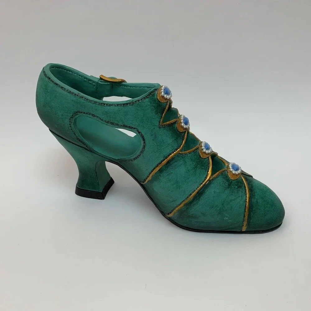 Resin Green High Heel Shoe Art Deco Decoration‎ Boutique Store Home 10 x 5 1/2