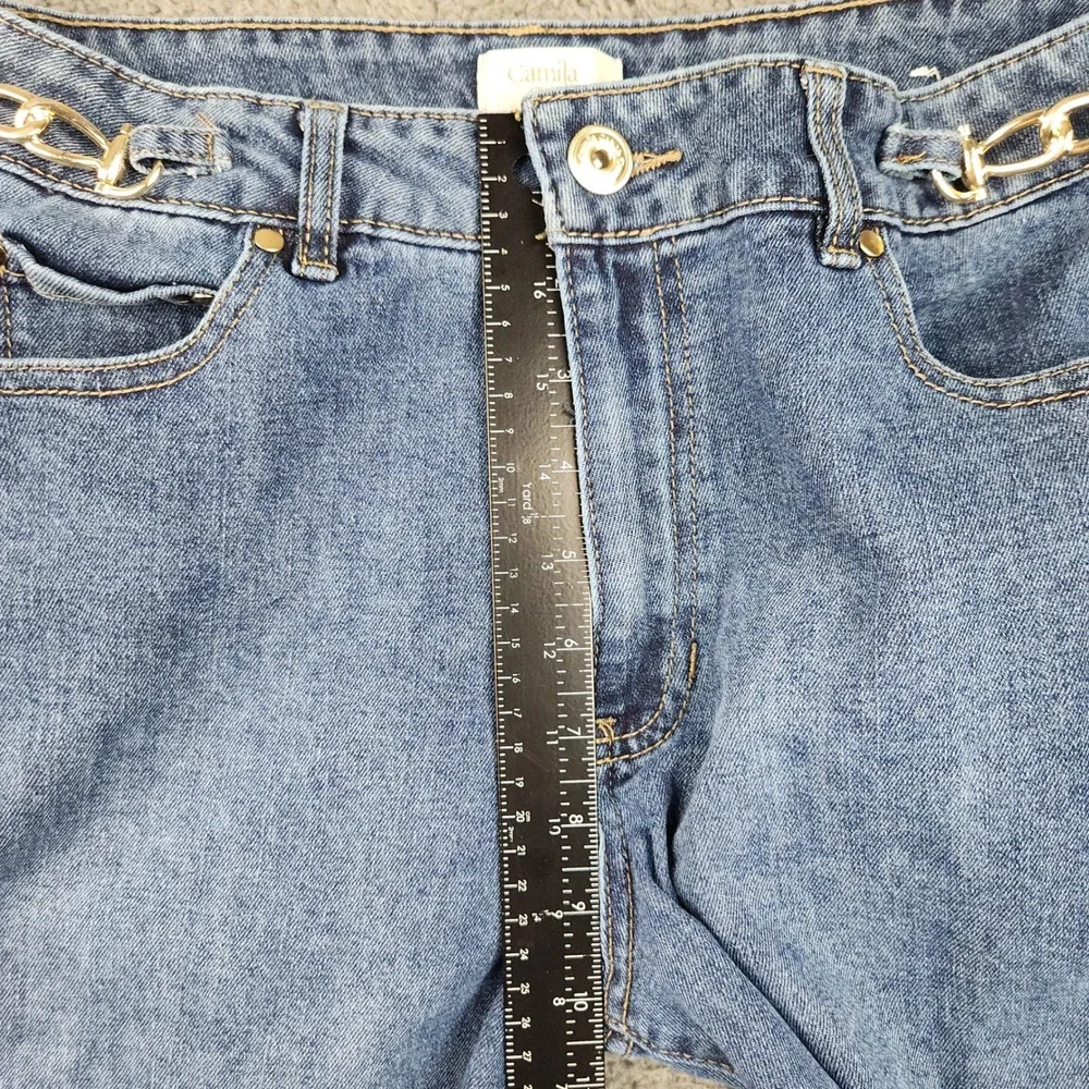 Camila Coelho Women's High Waisted Ankle Wide Leg Jeans Size 8 Chain‎ Detail