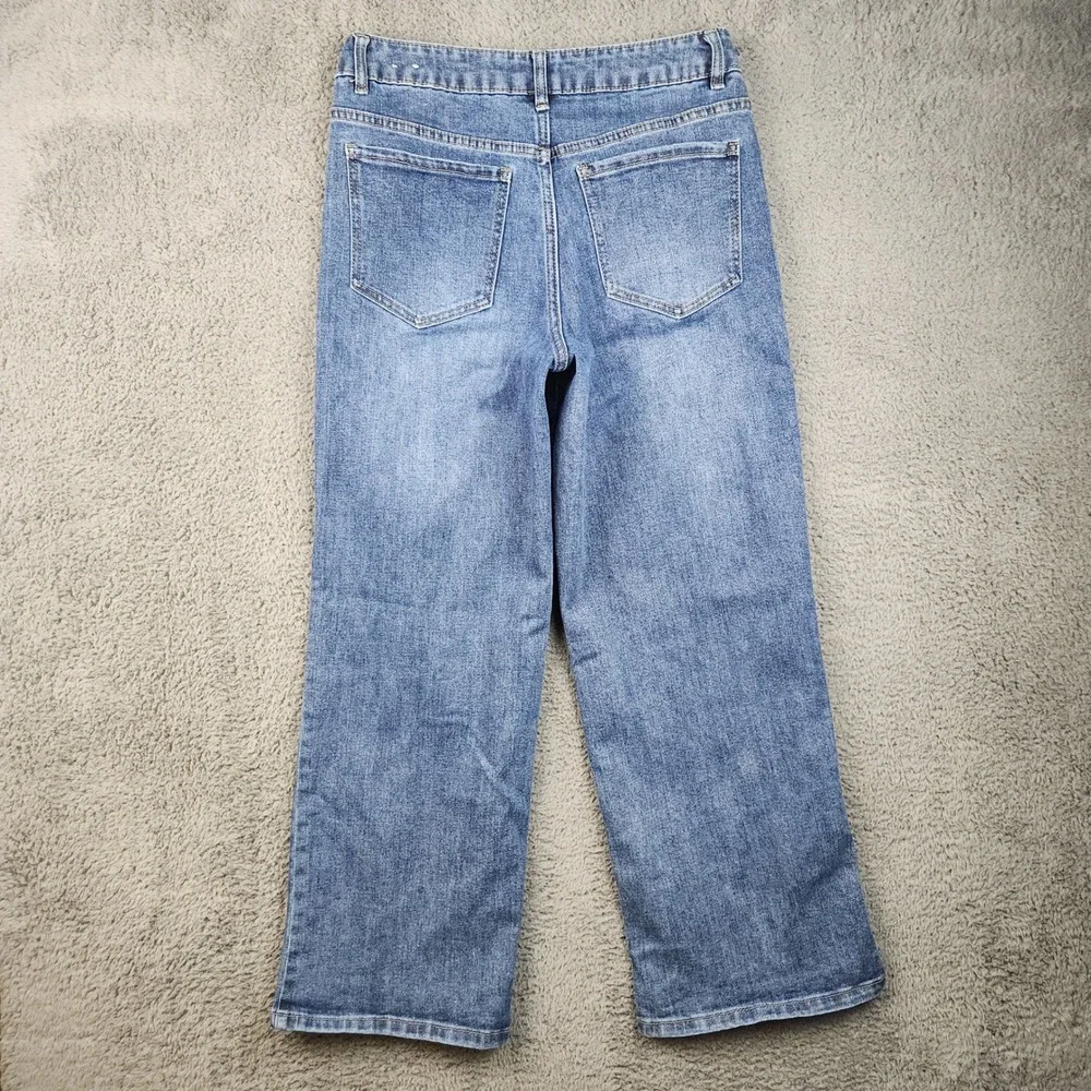 Camila Coelho Women's High Waisted Ankle Wide Leg Jeans Size 8 Chain‎ Detail