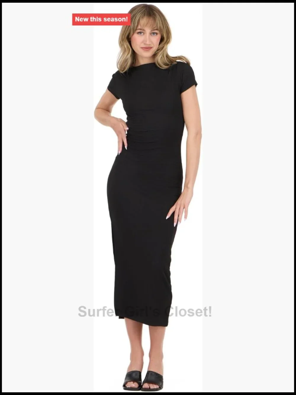 Forever 21 Women's Short Sleeve Boatneck Midi Dress