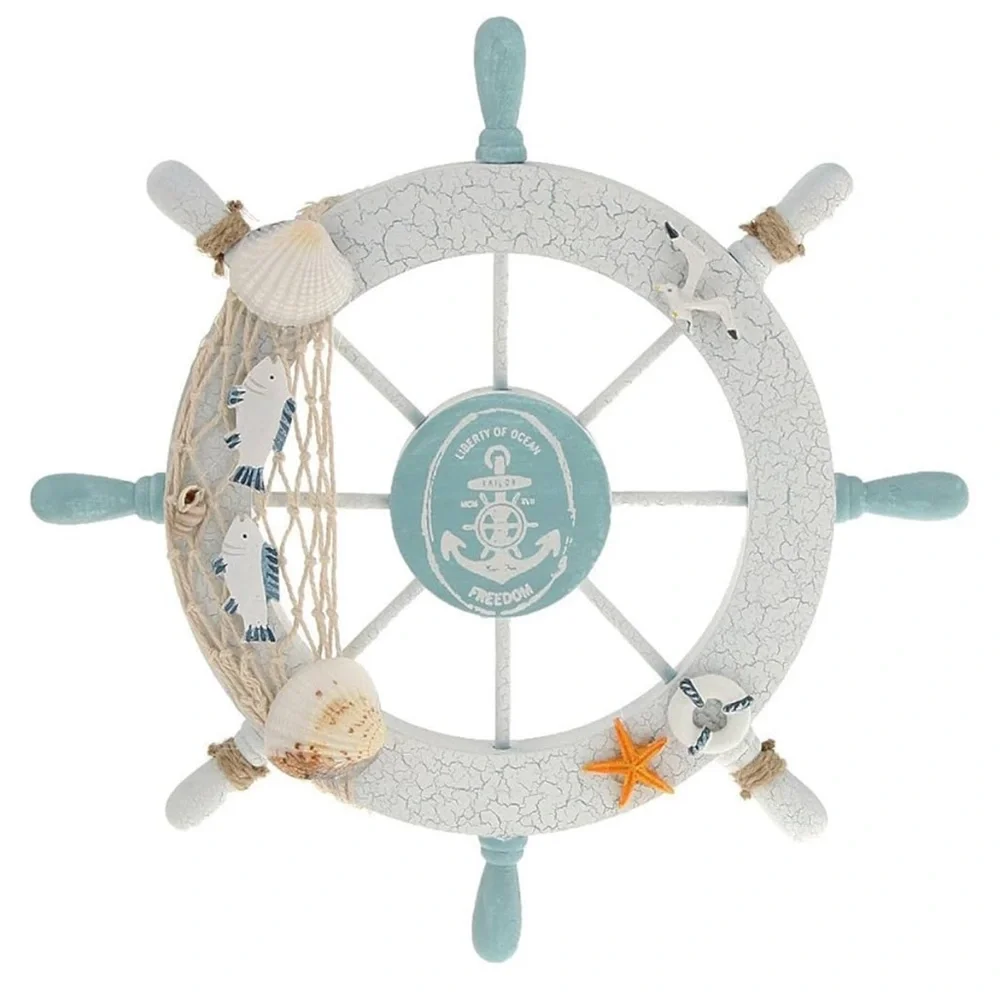 Nautical Ship Wheel Decor with‎ Shells 11 inches