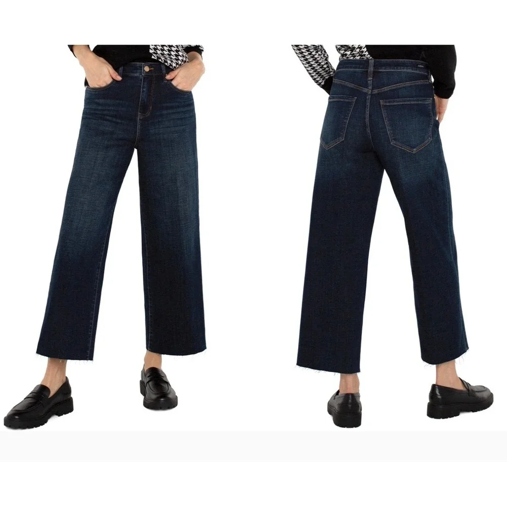 Liverpool Eco Stride High Rise Jeans Womens 12/31 Wide Leg Crop Flare Cut‎ Hem