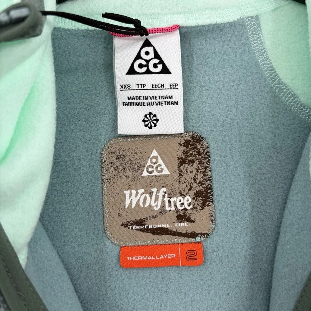 Nike ACG Wolf Tree Jacket Mens XXS Mint Hooded Zip Polartec Fleece HJ2460-353‎