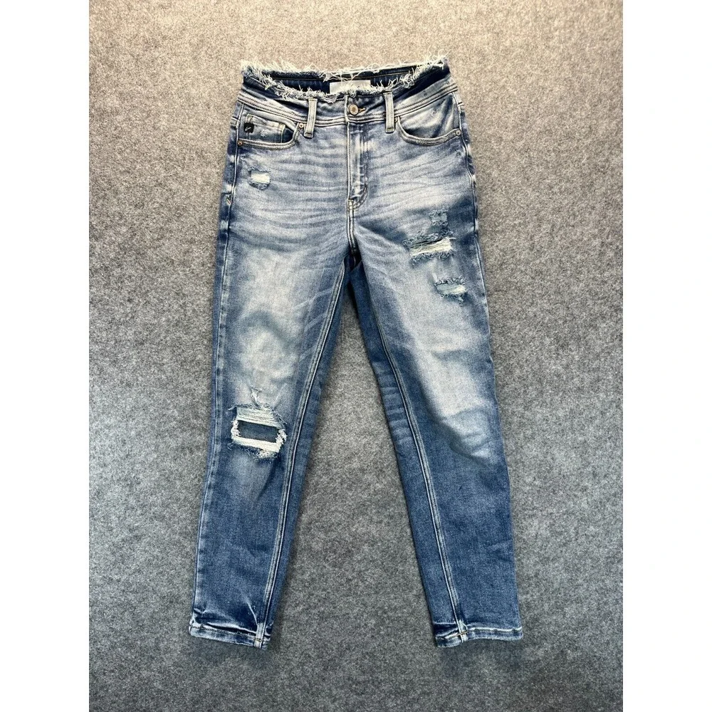 Kancan Womens Jeans Size 24 Clemence High Rise Distressed Mom‎ Jeans