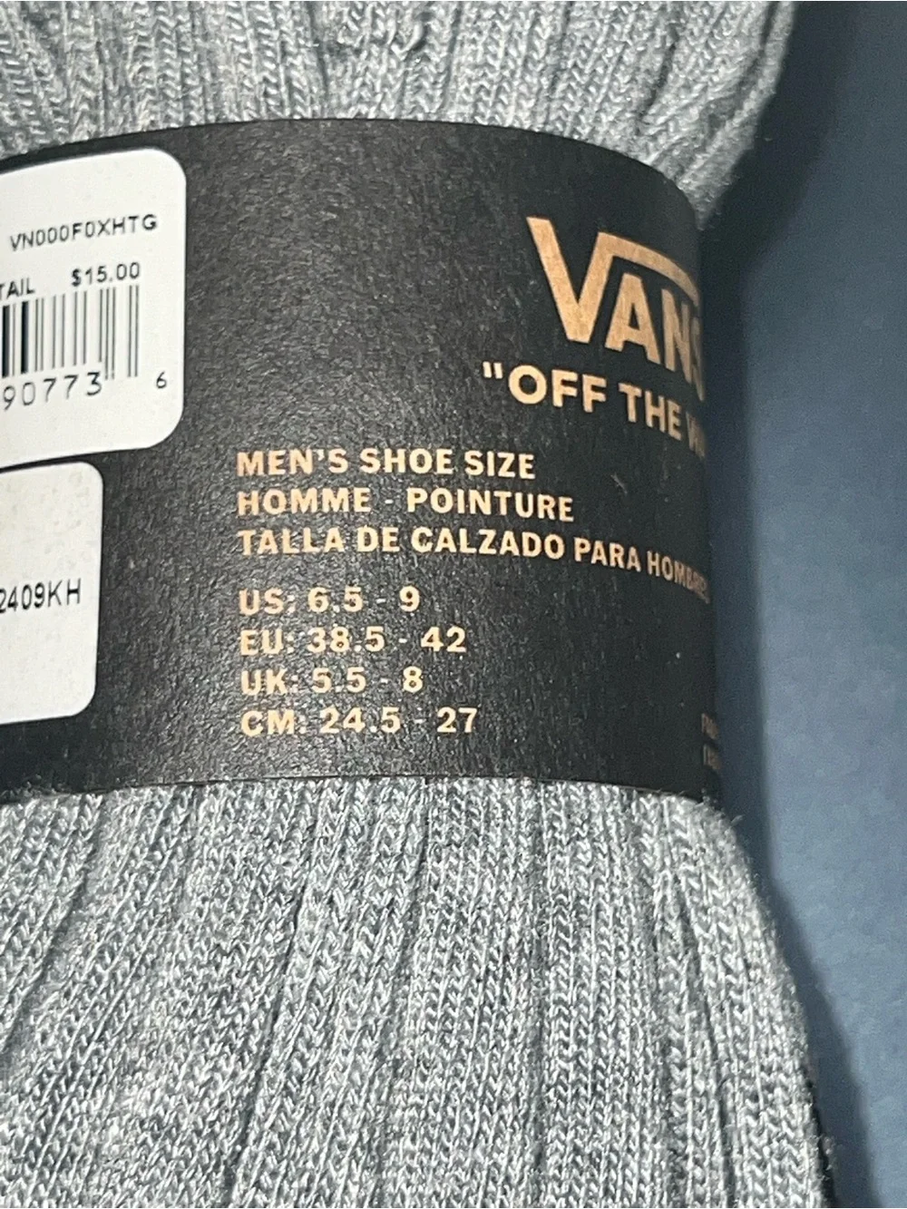 3 Vans Grey Crew Socks with Black Logo - Pack