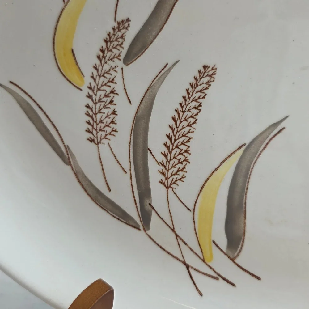 Vintage‎ 1958 Stetson China Co Handpainted Wheat Oval Serving Platter Ovenproof