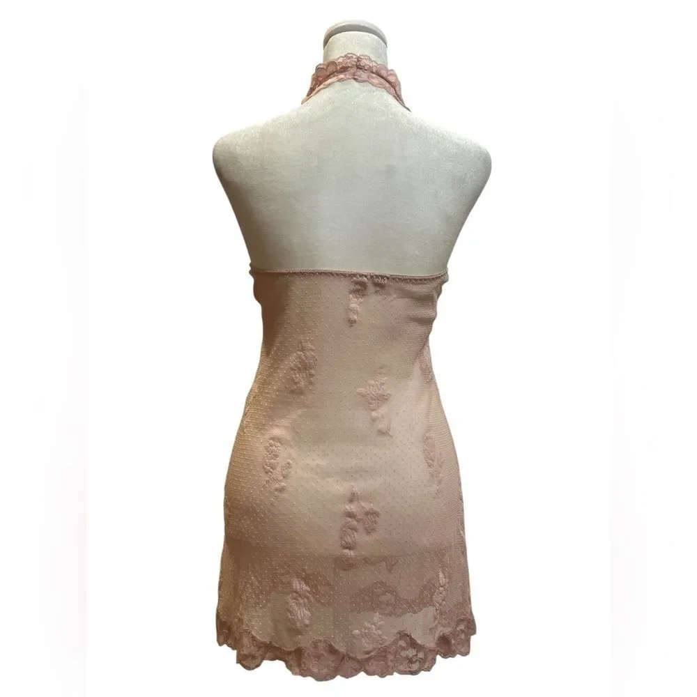 Frederick's of Hollywood soft pink baby doll lace chemise/slip lingerie Size M