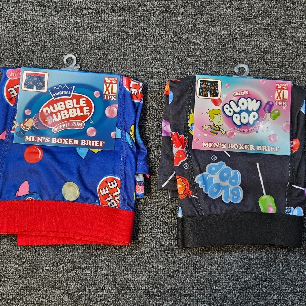 Dubble Bubble Blow Pop Boxer Briefs Mens XL 2 Pack Candy‎ Novelty Retro Lounge