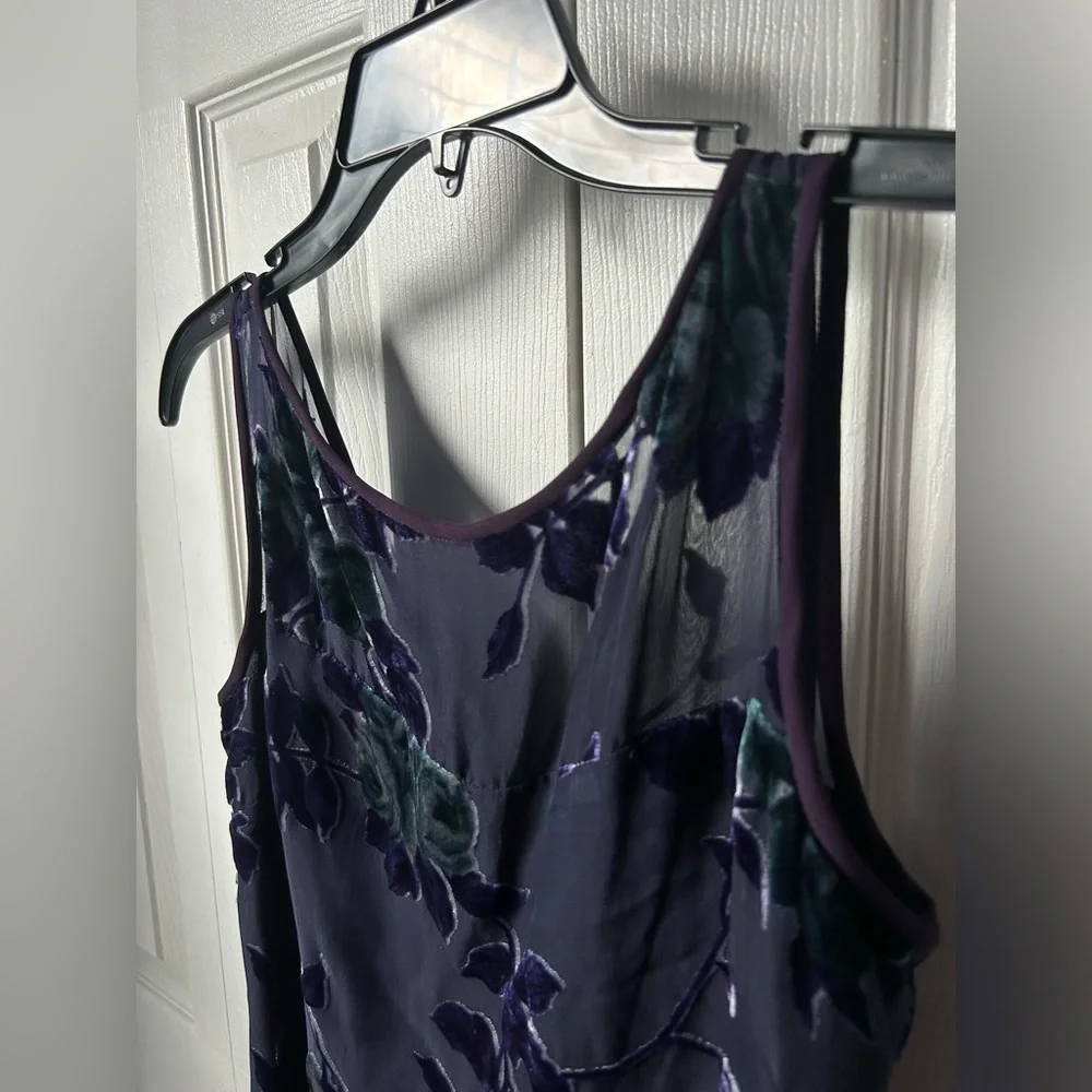 NWT Liz Claiborne Vintage Dark Purple Sheer Floral Shift Dress - 4P