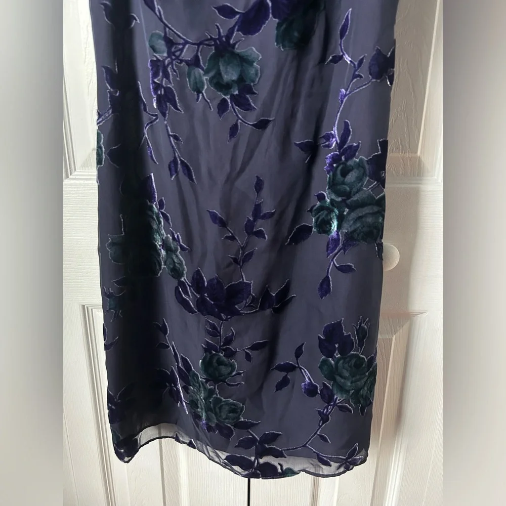 NWT Liz Claiborne Vintage Dark Purple Sheer Floral Shift Dress - 4P