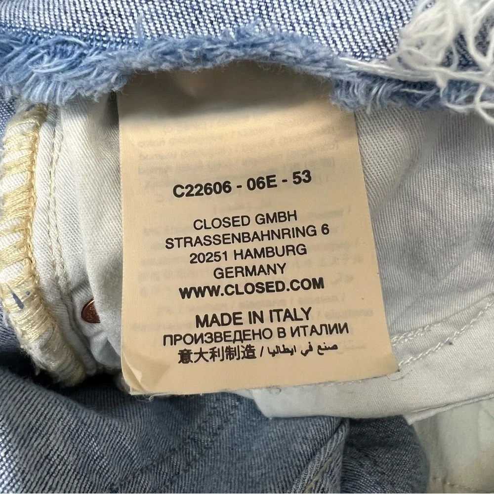 Closed Distressed Waist Light Wash Made In Italy Sz 25