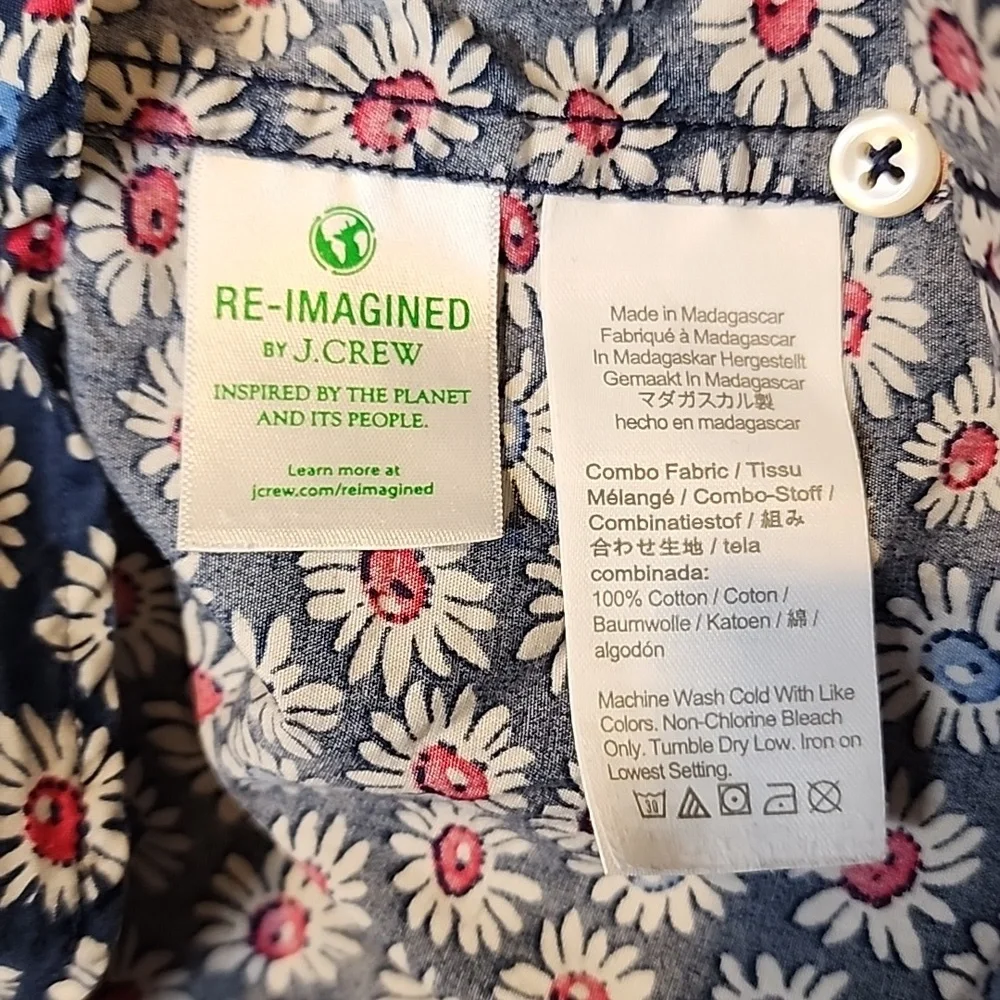 J. Crew 100s 2 Ply Yarns Secret Wash Shirting Slim Size Large Organic Cotton‎