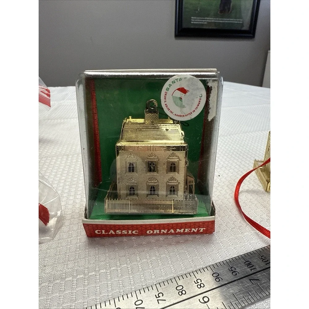 23 Vintage Gold Tone Christmas Ornaments‎ Some 3d Flat House 1 24kt Gold Plate