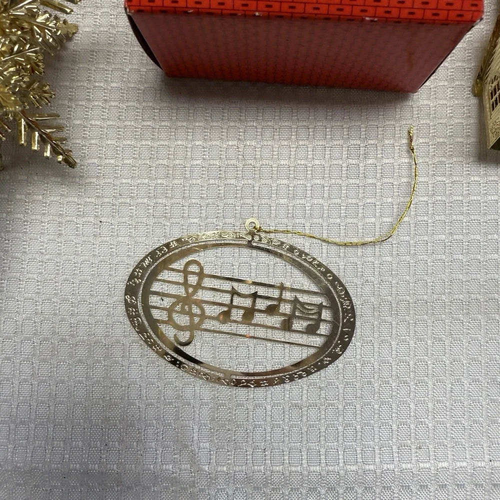 23 Vintage Gold Tone Christmas Ornaments‎ Some 3d Flat House 1 24kt Gold Plate