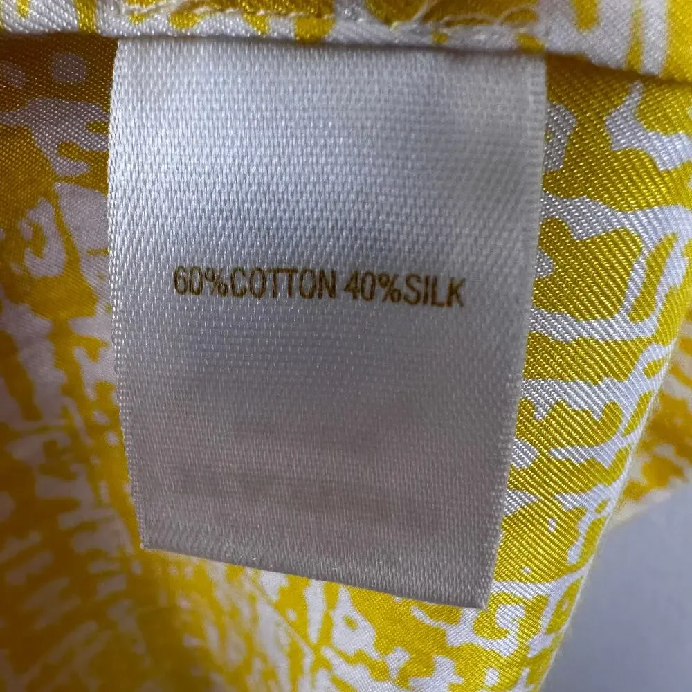Kate Spade Maddie Silk Blouse Top Ruffled Sleeveless Geometric Preppy Yellow 8