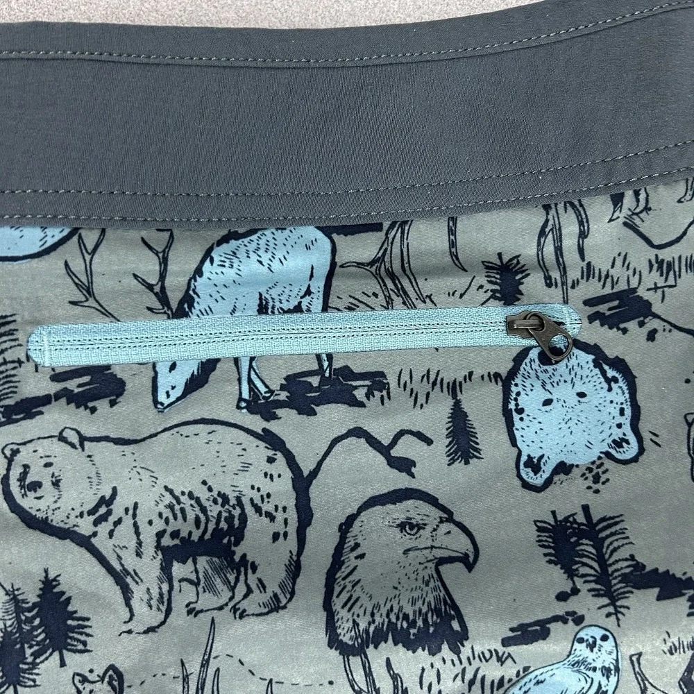 The North Face‎ Gray Blue Bear Animal Theme Board Shorts Swim Trunks Men 32